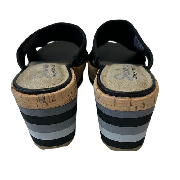 Skechers Platform Sandals Women's Memory Foam Black Wedge Cork Cloth Size 7 - Picture 6 of 8
